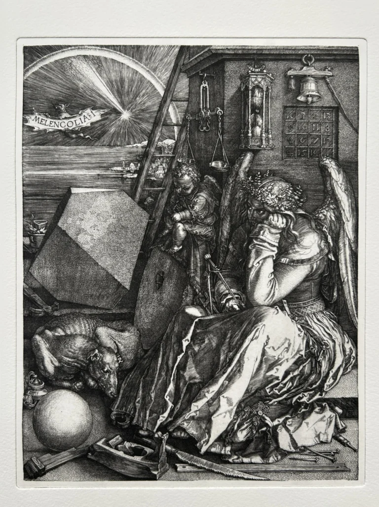 Photogravure print of Dürer’s Melencolia I from the sample plate