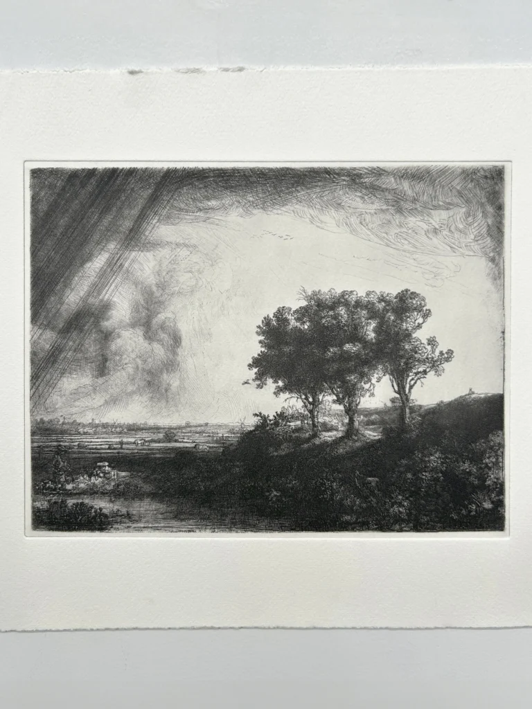 Photogravure print of Rembrandt’s The Three Trees from the sample plate